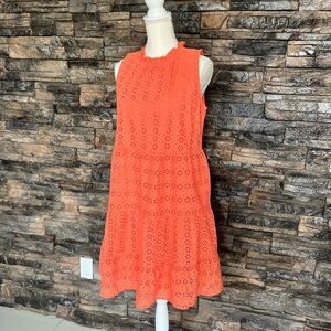 LOFT Coral Eyelet Mini Dress
